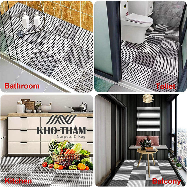 Thảm nhựa pvc chống trơn thoát nước nhà vệ sinh, nhà tắm, phòng bếp, ban công