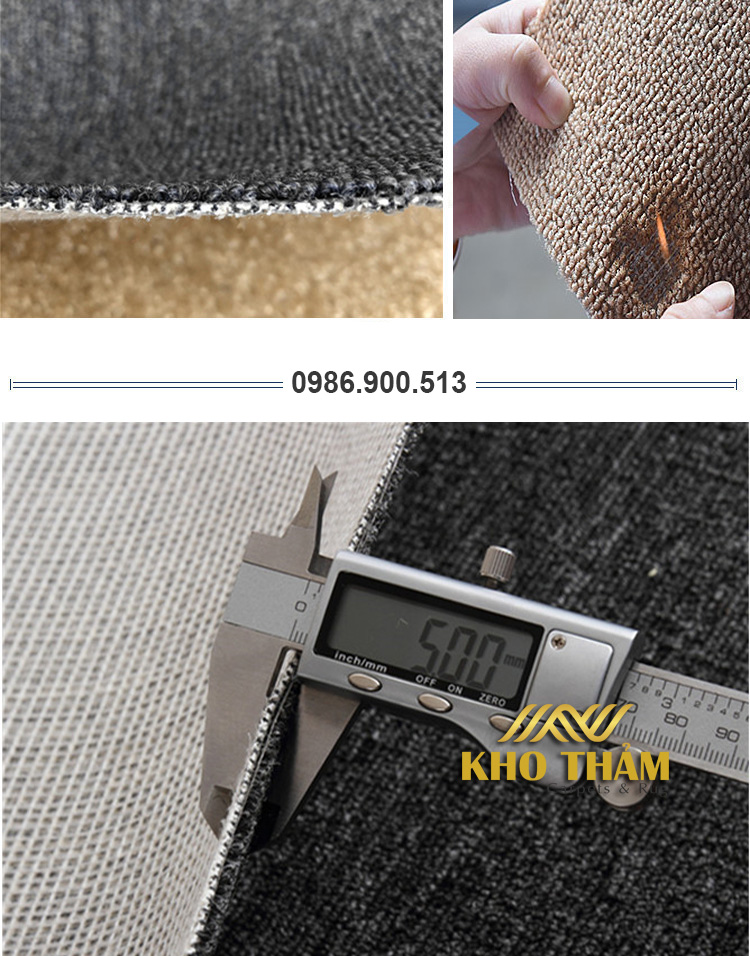 Thảm một màu dày 5mm đế lưới