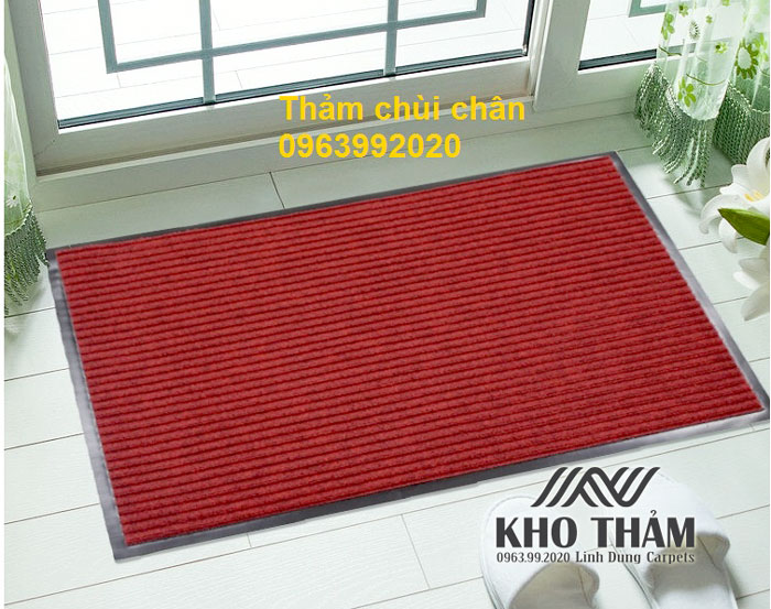 Thảm chùi chân sợi len màu đỏ 