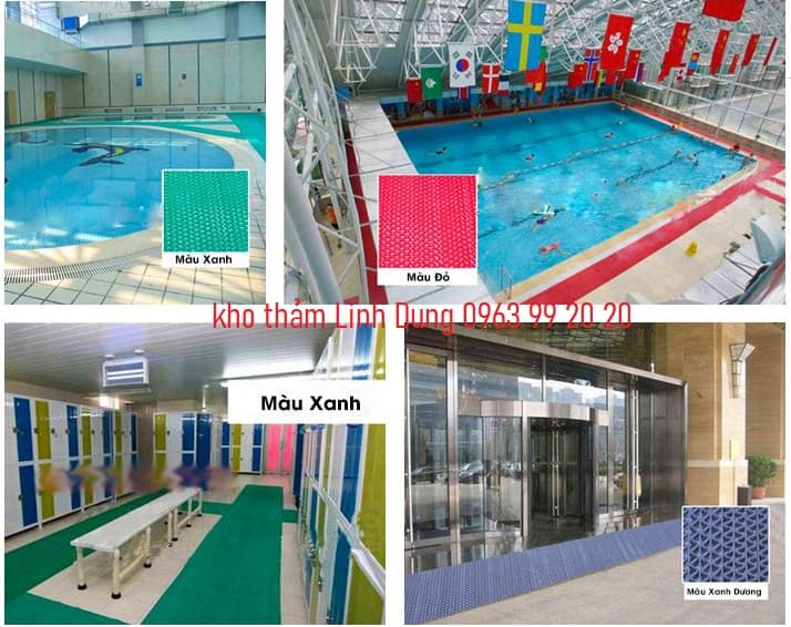 Thảm nhựa lưới chống trơn trải bể bơi nhà tắm