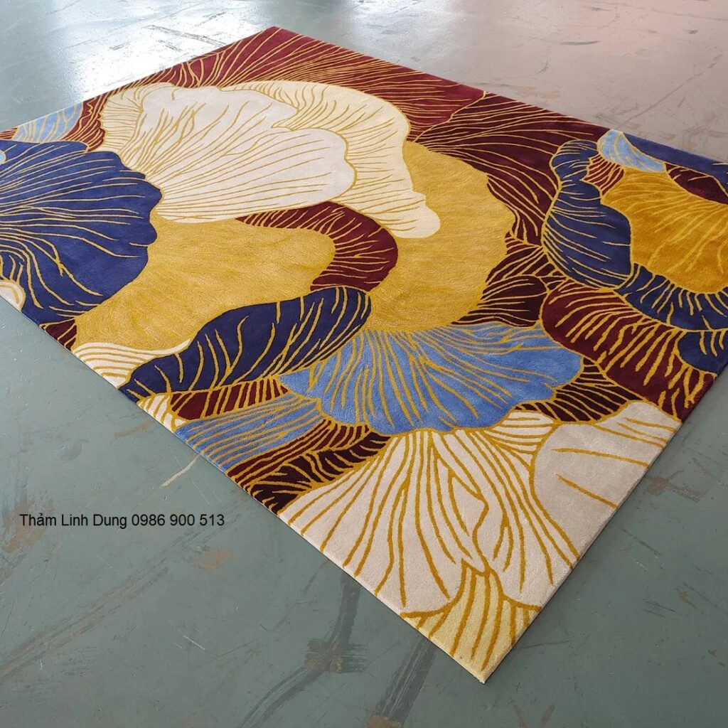 Thảm trang trí hình chữ nhật loại dệt tay thủ công rất đẹp